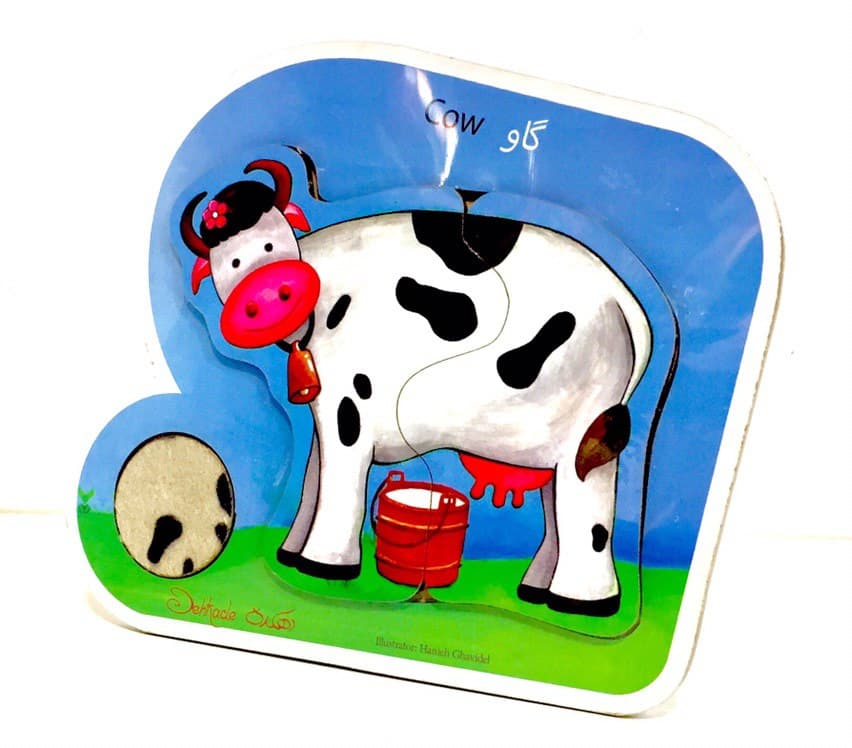 پازل چوبی 2 تکه_گاو/دهکده